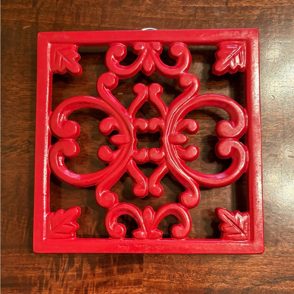 Cast Iron Trivet/Wall Plaque - Red